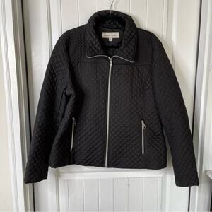 Black Rivet Wilson’s‎ leather puffer zip up long line jacket size XL